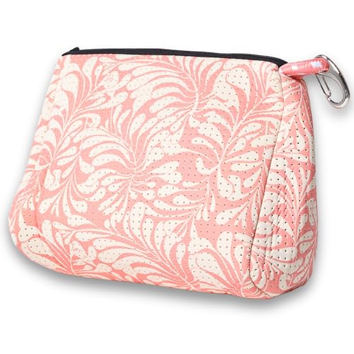 POPUPS Large Makeup Bag with Zipper - Waterproof Neoprene Cosmetic Bag 7.7 x 10.75 x 5 inches - color: Basic Pink