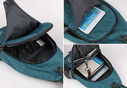 WATERFLY Crossbody Sling Backpack Sling Bag Travel Hiking Chest Bags Daypack (Teal blue) - color: B-teal Blue