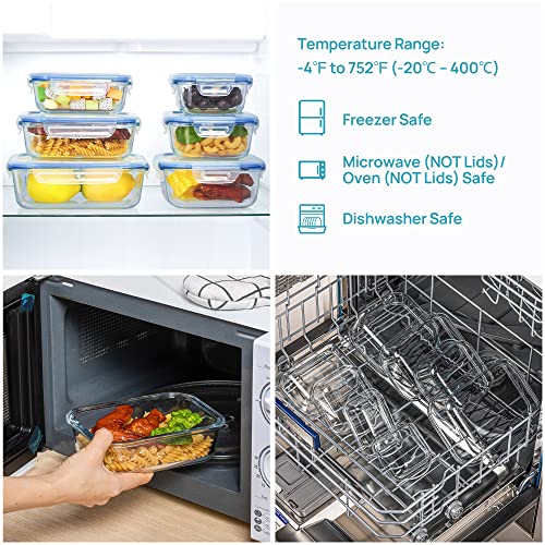 Vtopmart 8 Pack Glass Food Storage Containers with Airtight Lids, Glass Meal Prep Containers, Lunch Office Meal for Microwave, Oven, Freezer and Dishwasher, BPA Free - color: Blue