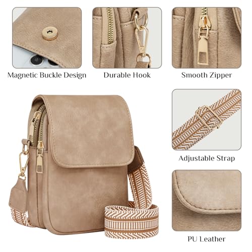Fashion Small Crossbody Bags for Women Trendy Designer Cell Phone Purses Wallets with Card Holder Anti Theft Travel - color: Dark Apricot