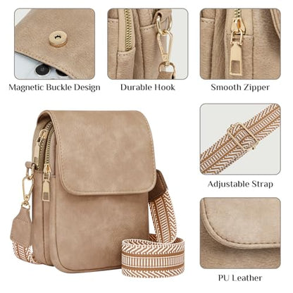 Fashion Small Crossbody Bags for Women Trendy Designer Cell Phone Purses Wallets with Card Holder Anti Theft Travel - color: Dark Apricot