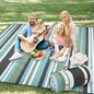 Picnic Blankets Outdoor Extra Large - 80"x80" Waterproof Beach Blanket, Machine Washable 3-Layer Foldable Park Mat with Sandproof Backing for Grass, Hiking, Travel, Concerts, Indoor (OliveStrip) - color: Olive Green