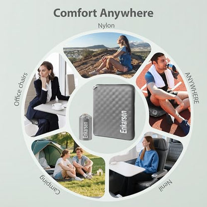 Inflatable Travel Seat Cushion – Self-Inflating Memory Foam Pad for Airplane, Stadium Bleachers, Camping, Hiking & Backpacking – Ultralight Compact & Portable Sitting Cushion - color: Grey