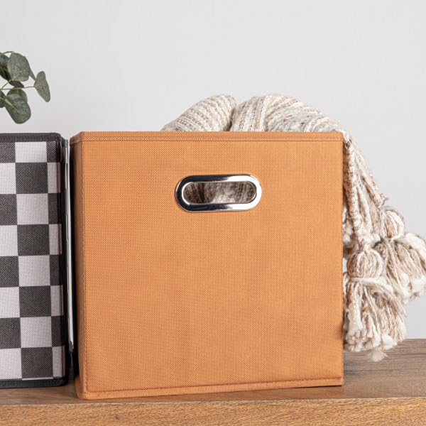 Household Essentials Fabric Storage Bins 6 Piece Set, Terracotta Color - color: Terracotta, size: 11” L x 11” W x 11” H