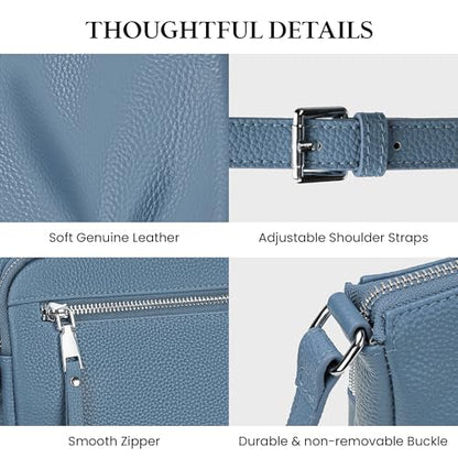 befen Anti Theft Genuine Leather Crossbody Bags for Women Handbags and Shoulder Basg with Built in Wallet RFID Leather Purse - color: Blue-aa