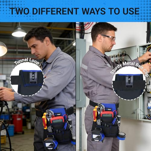 MELOTOUGH Electrician Tool Pouch Tool Belt Pouches Multiple Pockets Tool Organizer for Technician, Maintenance, HVAC - color: Blue, size: Small Electrician Pouch