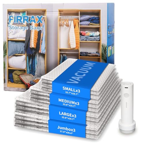 12 Pack Vacuum Seal Bags for Clothing (3J+3L+3M+3S) Vacuum Storage Bags with Electric Pump, Space Saver Vacuum Bags for Clothes, Blankets, Bedding - size: 12 combo bags + Electric Pump