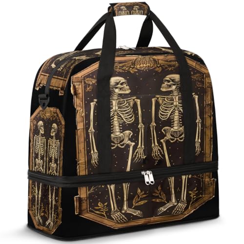 Skull Abstract Hip-hop Travel Duffle Bags With Shoes Compartment for Women Men Weekender Overnight Bag Foldable Sports Tote Gym Carry On Luggage Handlebag for Travel Yoga Hospital Workout - color: print 15