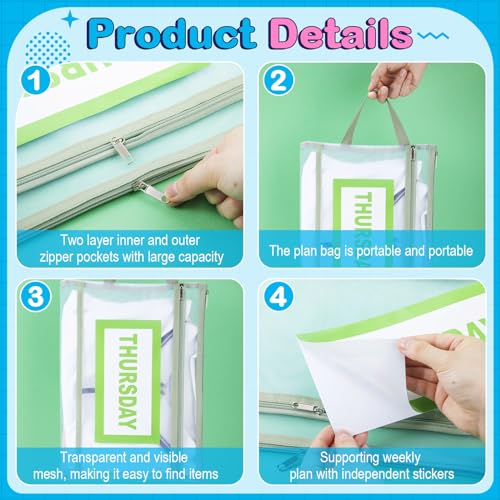 14 Pack Packing Cubes for Travel Days of Week Packing Cubes with Label Clear Zippered Storage Bag for Summer Camp Essential