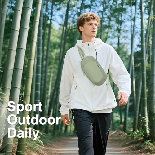 Small Sling Bag with RFID Blocking, Mini Fanny Pack for Women Men, Convertible Crossbody Anti Theft Chest Bag for Travel Hiking Running, Light Green - color: Light Green