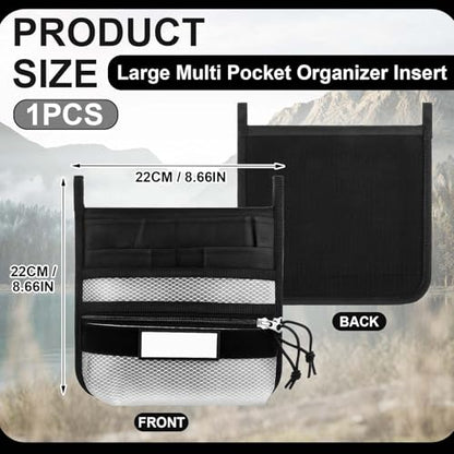 Aliceset Multi Pocket Organizer Tactical Mesh Zipper Pouch with EDC Organizer Panel MOLLE Insert Admin Pouch with ID Patch for Backpack, Bag Organization, Hook and Loop Attachment，8.7 x 8.7 Inches