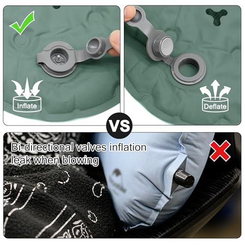 Inflatable Seat Cushion, Lightweight Stadium Seat Pad, Travel Air seat Cushion Anti-Slip for Airplane, Hiking, Climbing, Home and Camping,Olive Green