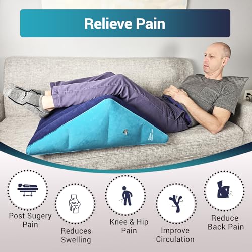Leg Elevation Pillow by Recovery Wedge, Inflatable Wedge Pillow for Sleeping and Post-Surgical, Improve Circulation and Reduce Swelling, Speed Injury Recovery. (Medium Triangle) - size: Medium Triangle