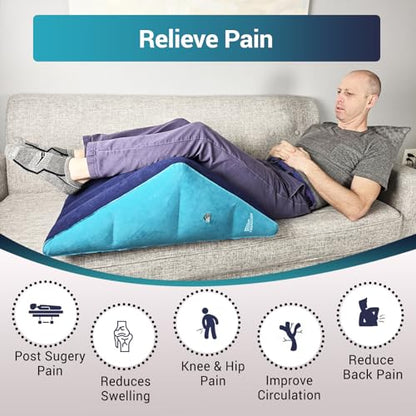 Leg Elevation Pillow by Recovery Wedge, Inflatable Wedge Pillow for Sleeping and Post-Surgical, Improve Circulation and Reduce Swelling, Speed Injury Recovery. (Medium Triangle) - size: Medium Triangle