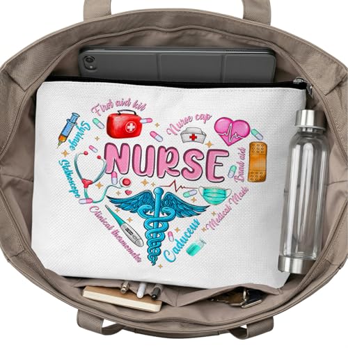 Nurse Graduation Gifts for Women, Nurse Medical Makeup Bag Appreciation Birthday Gifts for Nurses, Nursing Essentials Travel Cosmetic Pouch Bags with Zipper - B03 - style: Caduceus