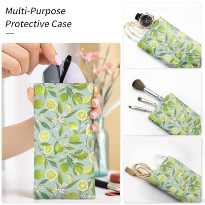 Glasses Case Soft, Eyeglass Cases for Women Portable Squeeze Top PU Leather 2 Pack Glasses Pouch with Cleaning Cloth - color: 2pcs Fruit Print