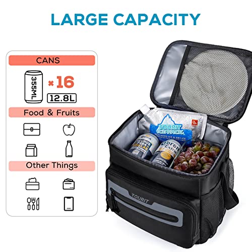 TOURIT Large Lunch Bag 14L Insulated Lunch Box Lunch Cooler for Men Women Work, Black - color: Y-Black