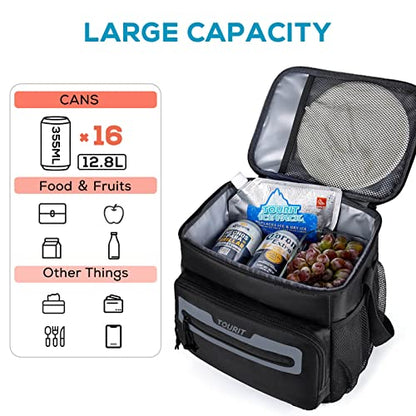 TOURIT Large Lunch Bag 14L Insulated Lunch Box Lunch Cooler for Men Women Work, Black - color: Y-Black