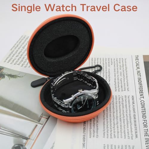 Watch Travel Case Single Storage - Fits all Wristwatches & Smart Watches up to 50mm Watch Travel Box Organizer and Display for Men and Women(Orange,2Pack) - color: 2Pack-Orange