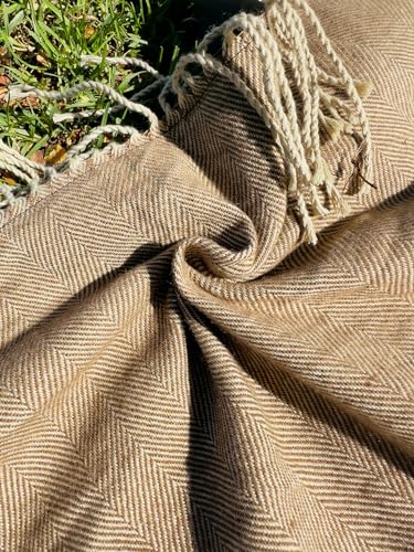 Picnic Blanket Extra Large Waterproof with Strap 59"x79" - Machine Washable Tassels Faux Wool Cashmere for Park, Grass, Camping, Hiking, Concerts (Coffee, 59"X79") - color: Coffee