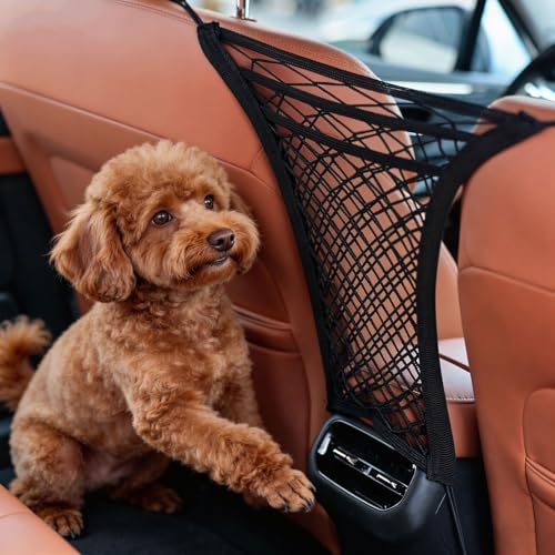 3-Layer Car Organizer with 2pockets-Black Mesh Car Seat,dog pets and baby Net Barrier,Purse Holder| Tissue Holder |Storage Bag for Car