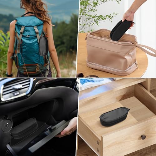 Double Eyeglasses Case Soft Portable Zipper Sunglasses Pouch with Keychain Clip for Men Women - color: Black - Pack of 2