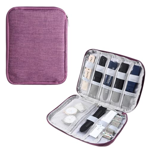 Watch Band Storage Case - Watch Band Organizer - Waterproof Watchband Holder For Smartwatch Bands, Cables, Earphones, And Accessories(Purple) - color: Purple