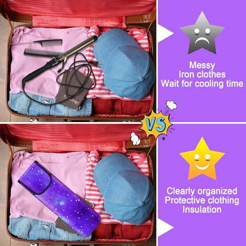 Shappy 2 Pcs Heat Resistant Hair Tools Bag Curling Iron Travel Case Cover Neoprene Flat Iron Holder Travel Case and Silicone Mat Pouch for Hot Hair Tools Storage Organizer(Starry Sky) - style: Starry Sky