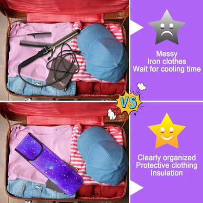 Shappy 2 Pcs Heat Resistant Hair Tools Bag Curling Iron Travel Case Cover Neoprene Flat Iron Holder Travel Case and Silicone Mat Pouch for Hot Hair Tools Storage Organizer(Starry Sky) - style: Starry Sky