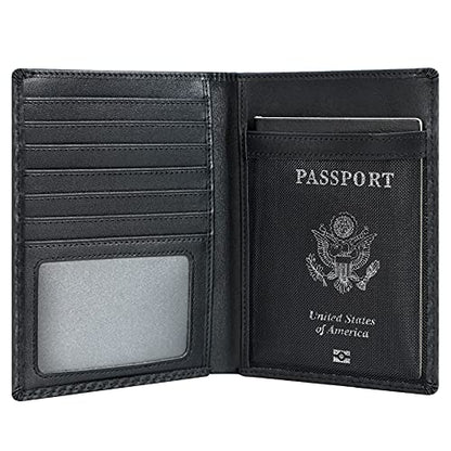 Polare Luxury RFID Blocking Leather Passport Holder Travel Wallet For Men and Women (Carbon Black) - color: Carbon Black