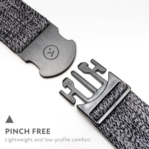 Arcade The Original Unisex Adventure Belt, Heavy Duty Elastic Webbing, Non-Metal Travel Friendly Buckle - color: Foundation - Heather Black