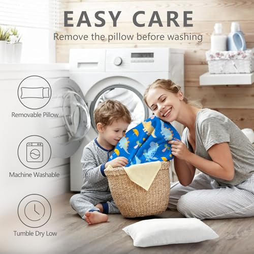 Primlect Toddler Nap Mat with Removable Pillow and Fleece Blanket, Extra Large 55''x35'' Sleeping Bag, Washable, Light, Easy to Roll up, Perfect for Daycare, Preschool, Kindergarten, Travel - color: Dinosaur