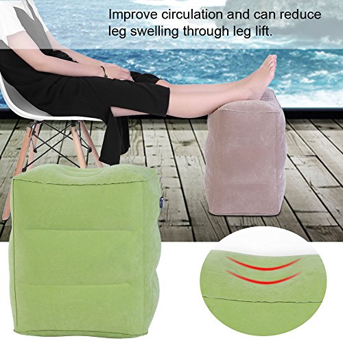 Inflatable Travel Foot Rest for Kids, Lightweight Compact Multi Functional Airplane Car Leg with Carry Bag, PVC Inflatable Footstool