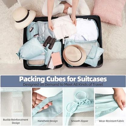 10 Pcs Set Packing Cubes - Travel Packing Organizers, Expandable Suitcase Organizer, Luggage Organizer Bags - color: BLUE