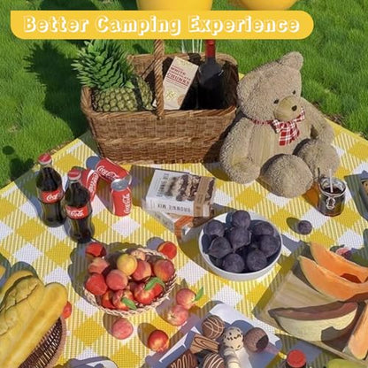 Portable Picnic Blanket, Waterproof Sandproof Foldable Outdoor Mat with Handle for Beach, Camping, Hiking, Travel, and Family Concerts (Yellow) - color: Yellow