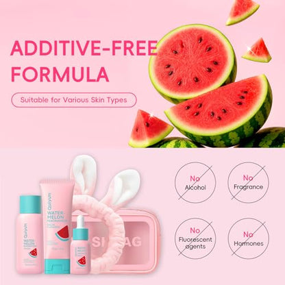 QUIYUM Watermelon & Niacinamide Skincare Set, 3pc Glow Facial Kit for Teens | 3-in-1 Daily Routine: Cleanser, Toner, Serum; Glow Up Formula with Niacinamide; Aesthetic Gift for Teenage Girls & Beginners - size: 3 Pieces