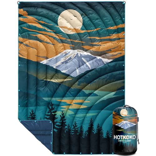 Camping Blanket,Lightweight Puffy Printed Camping Blanket Packable Outdoor Blanket for Camping,Traveling, Stadium, Hiking, Picnics - color: Snowy Mountain, size: 52x75"
