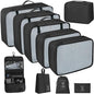 10 Pcs Set Packing Cubes - Travel Packing Organizers, Expandable Suitcase Organizer, Luggage Organizer Bags - color: BLACK