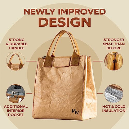 VonNova Women’s Insulated Lunch Bag with Premium 4mm Cooler Insulation, Cute Large 7L Lunch Tote for Office, Durable Small Lunch Box for Women, Stylish Lunchbox for Adults, Teens, Nurses, Teachers - color: Classic Brown