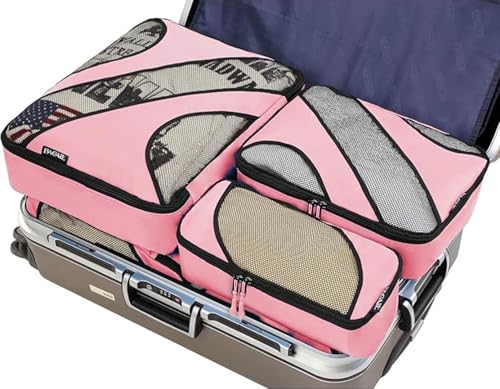 BAGAIL 6 Set Packing Cubes,Travel Luggage Packing Organizers - color: The Bright Pink, style: 6 Set