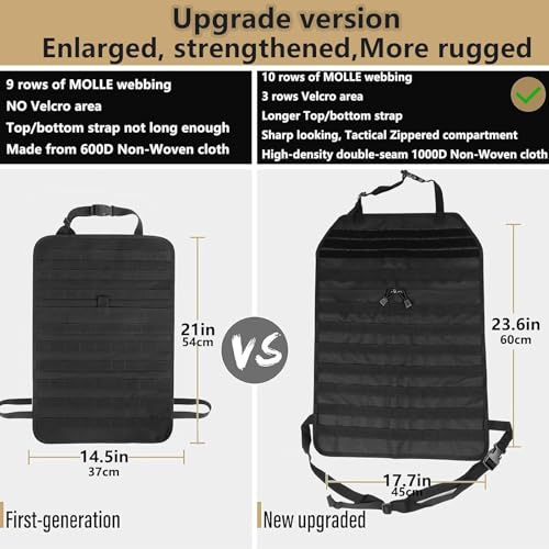 Universal Tactical Car Seat Back Organizer Bag Tactical Molle Vehicle Organizers Panel Vehicle Protector Organizers with 5 Detachable Pouches for Car Truck Ford Jeep (Upgraded C model Black) - color: Upgraded C model Black