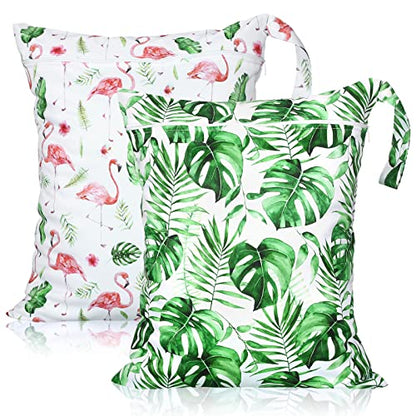 Shappy 2 Pack Large Travel Laundry Bags, Large Wet Dry Waterproof Dirty Clothes Bag for Suitcase, Swimsuit Beach Gym College Dorm Wet Bag(Flamingo Style) - style: Flamingo Style