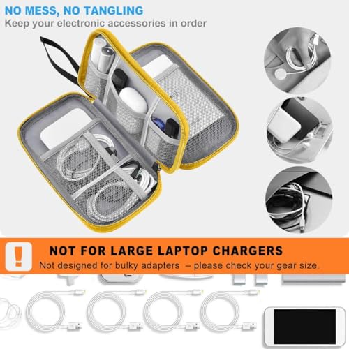 ZINMARK Portable Cable Organizer Case,Travel Pouch with Double-Layer Storage for Cables,Chargers,Earbuds & Phone,Black Yellow– Small Size - color: Black Yellow