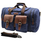 Wildroad 50L Travel Duffel Bag, Expandable Canvas Genuine Leather Duffle Bag Upgraded Overnight Weekender Carry on Bag - color: Blue, size: Large-50L Duffle Bag