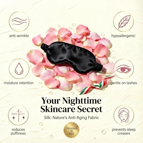 MATASSE 100% Mulberry Silk Sleep Mask 22 Momme Grade 6A - 3D Contoured Eye Mask for Sleeping, 14mm Deep Eye Cups, Total Blackout Blindfold for Women Men, Adjustable Strap, Side Sleeper (Black) - color: Black