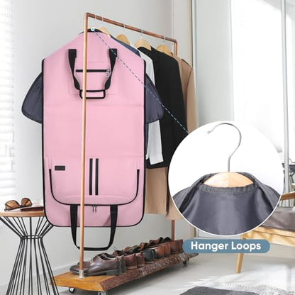 BALEINE Travel Garment Bag, Travel Suit Bag for Men, Water Resistant Carry on Garment Bag for Hanging Clothes, Garment Duffel Bag for Travel Business (Pink-Convertible) - color: Pink-Convertible
