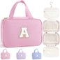 TOPEAST Gifts for Girls Kids - Travel Hanging Toiletry Bag & Makeup Bag, Personalized Initial Toiletry Pouch, Birthday Gifts for Women Teen Girls Friends, Cruise Essentials, Pink A - color: Pink, style: A