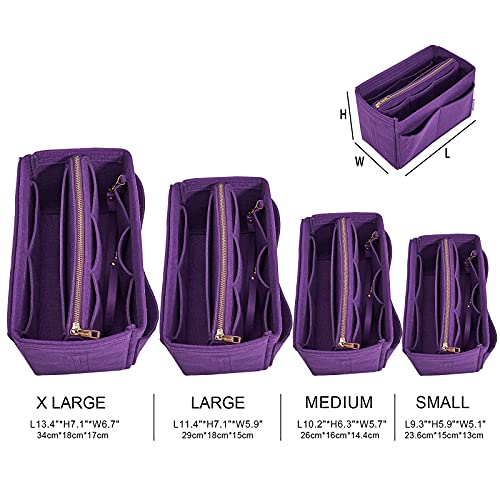 Vercord Felt Organizer Insert For Purse Handbag Tote Bag In Bag Inside Shaper Divider Neo Purple Small - color: A Purple, size: Small