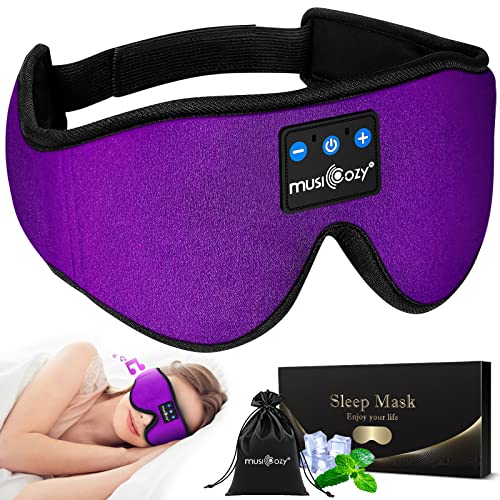 MUSICOZY Sleep Headphones, Bluetooth 5.4 Sleep Mask Headband Headphones Sleeping Eye Mask, Wireless Music Earbuds Earphones with HD Stereo Speakers Cool Gadgets Gifts (Violet) - color: Violet
