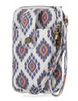 Mundi Jacqui RFID Crossbody Wallet for Women, Vegan Leather Small Travel Handbag with Phone Holder, Compact Organizer with Card Slots and Removable Strap, Vacation Purse in Dakota Ikat - color: Dakota Ikat